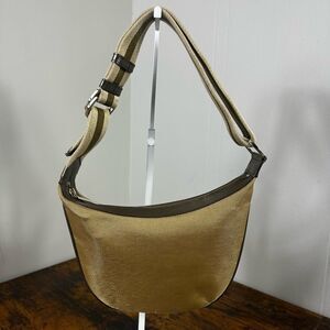 Gucci Vintage Web Gold Metallic Small Shoulder Bag Hobo